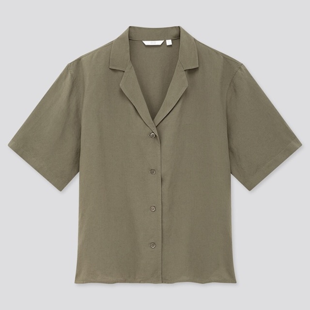 リネンブレンドオープンカラーシャツ（半袖）