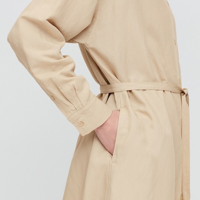 リネンブレンドシャツワンピース（長袖）