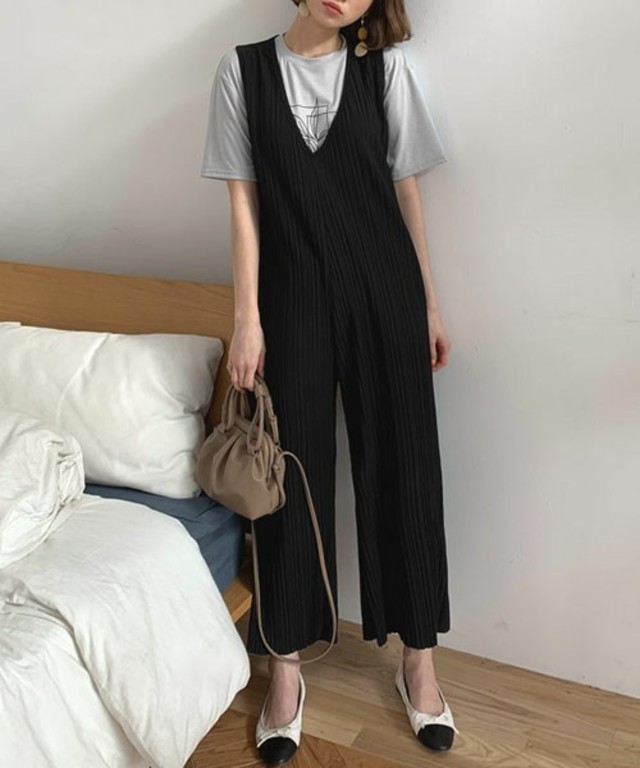 プリーツワイドオールインワン