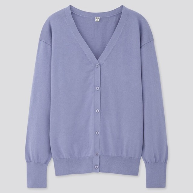 UVカットスーピマコットンVネックカーディガン(長袖)