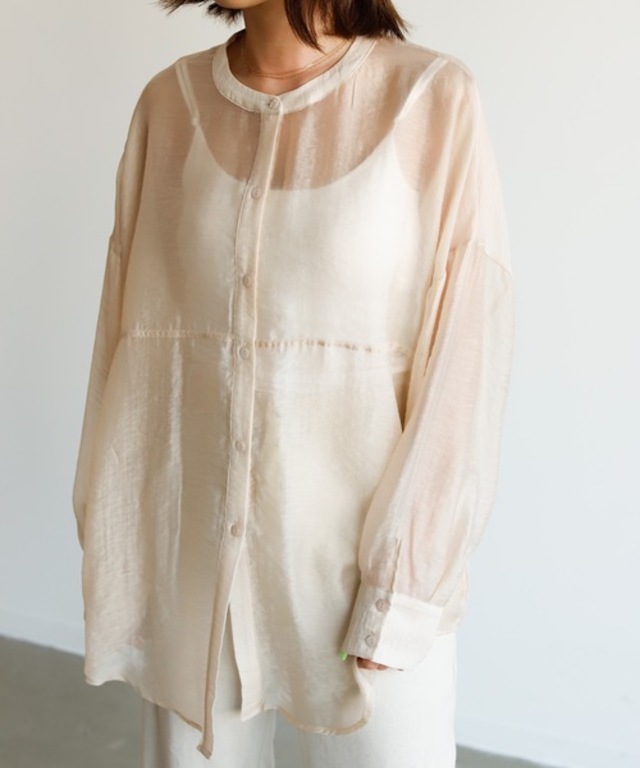 バンドカラーシアーシャツ