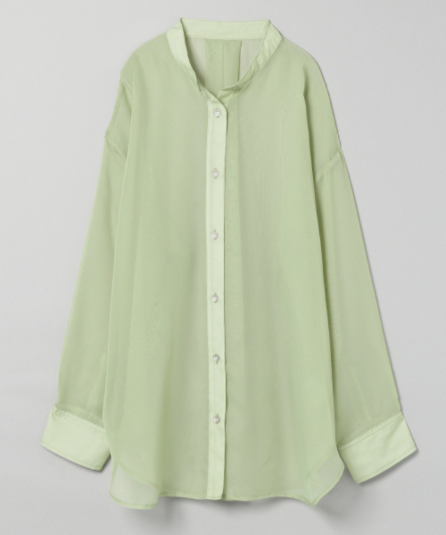 シアーバンドカラーシャツ