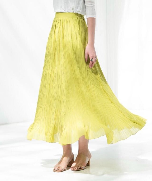 シフォン楊柳ロングスカート