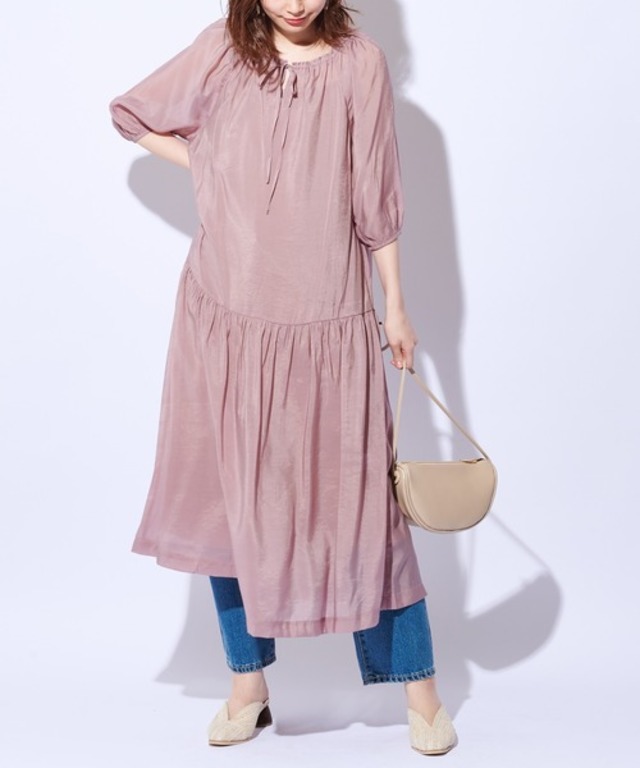 大人ティアードほんのりシアーワンピース