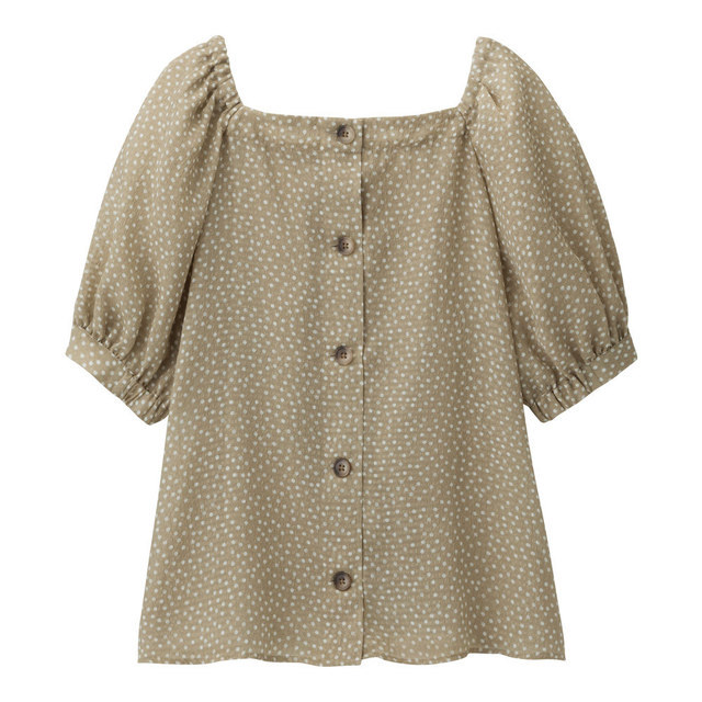 2WAYドットスクエアネックブラウス(5分袖)