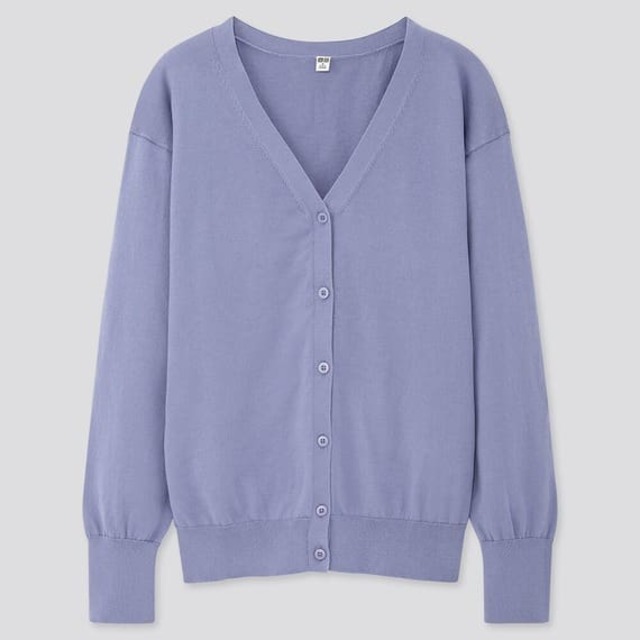 UVカットスーピマコットンVネックカーディガン