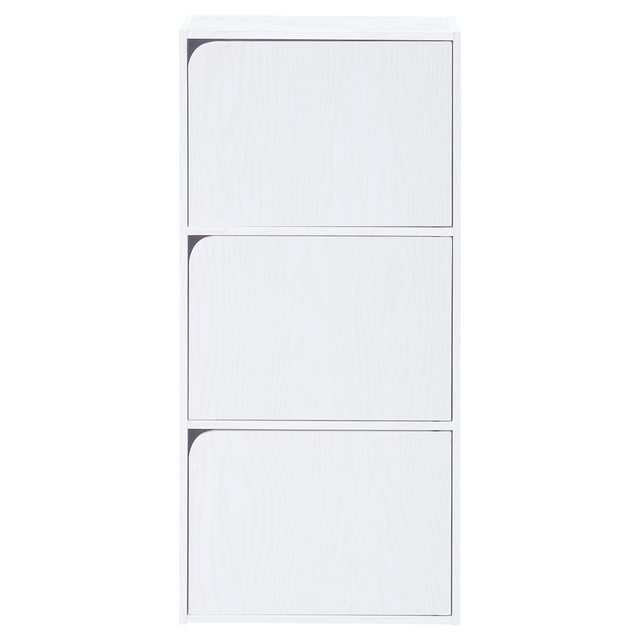 カラーボックス Nカラボ 3段扉付き(ホワイトウォッシュ)