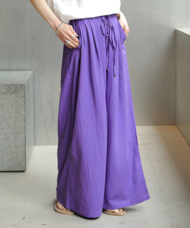 リネン混ガウチョパンツ