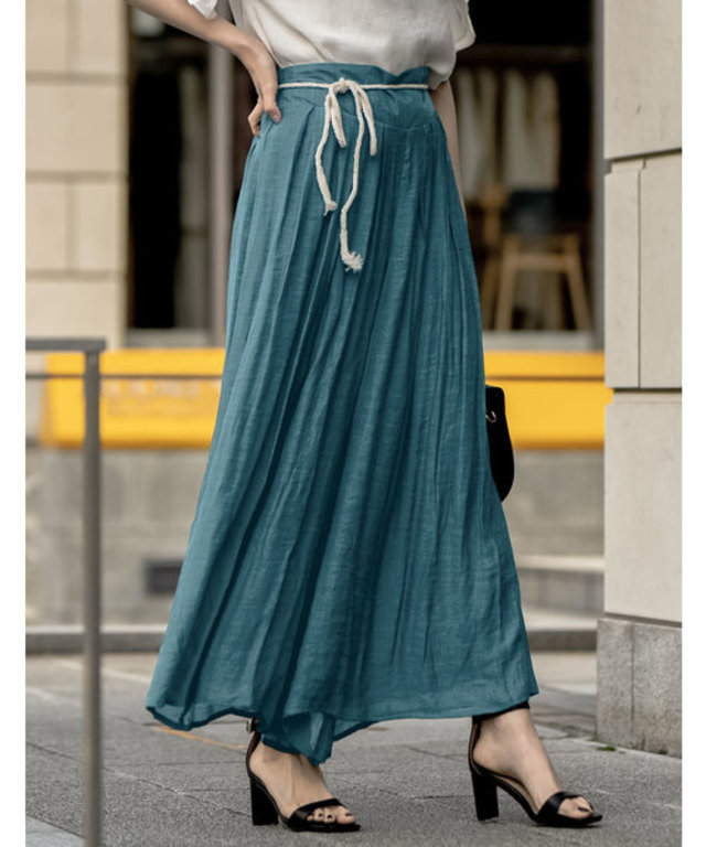 リラックスマキシスカート風楊柳ロングパンツ