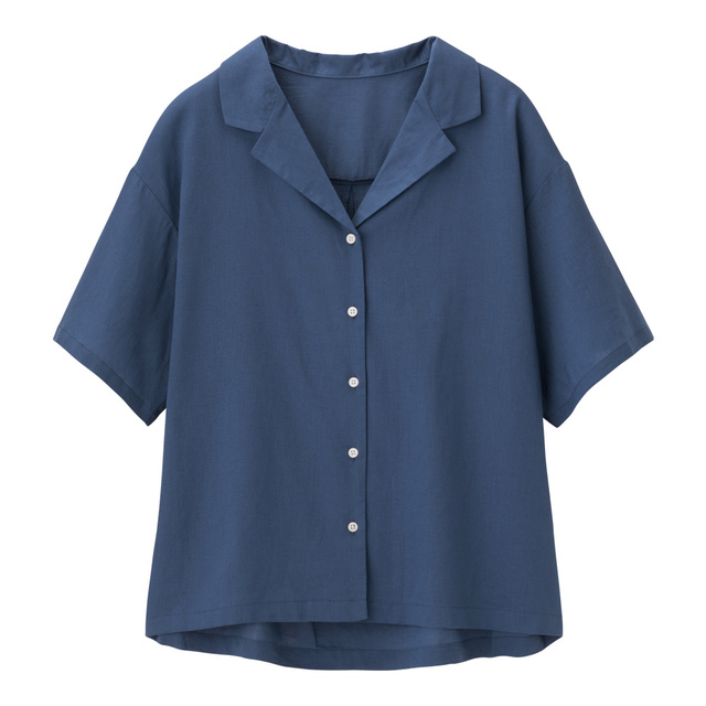 リネンブレンドオープンカラーシャツ(5分袖)