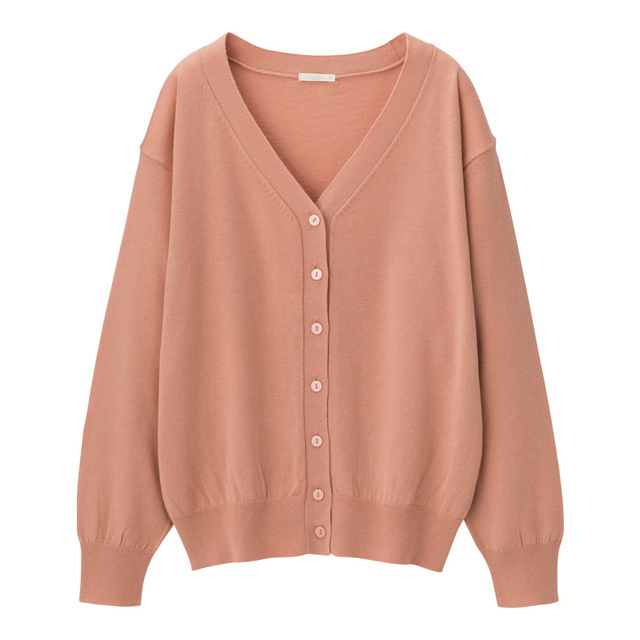 UVカットウォッシャブルVネックカーディガン(長袖)
