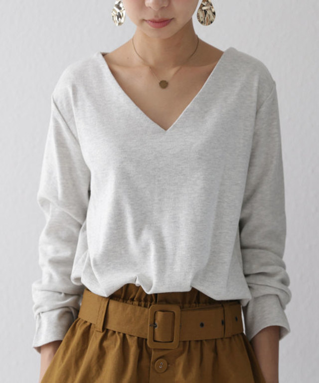 いつまでも、どんな時も着ていたい、絶対的な最重要トップス。ベーシックコットンフライスVネックロンT