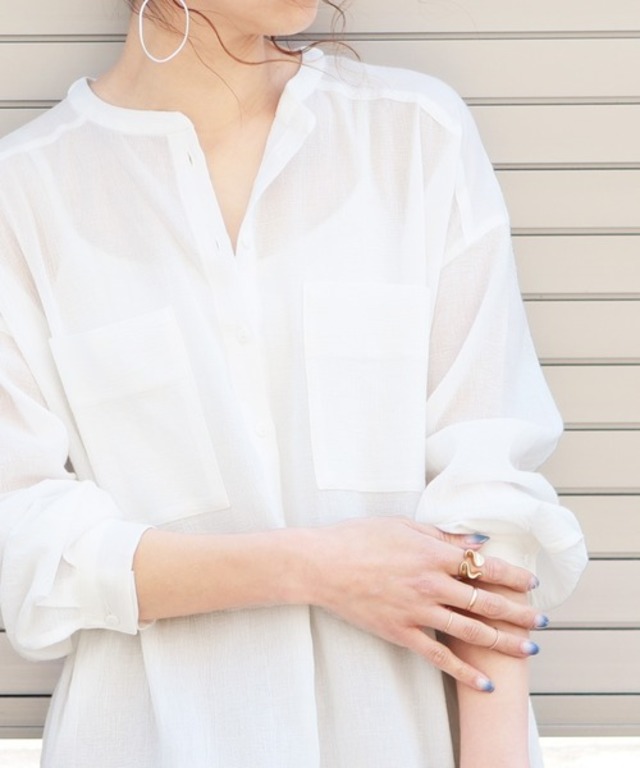 バンドカラーシアーシャツ