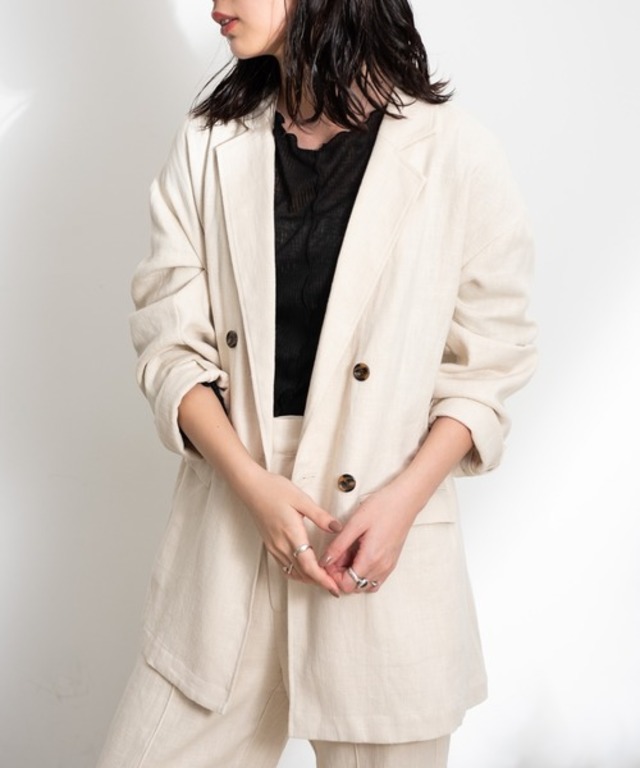 リネンルーズダブルボタンジャケット
