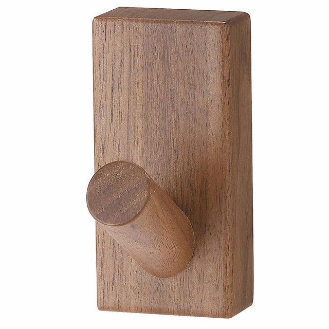 壁に付けられる家具・フック・ウォールナット材 幅４×奥行６×高さ８ｃｍ