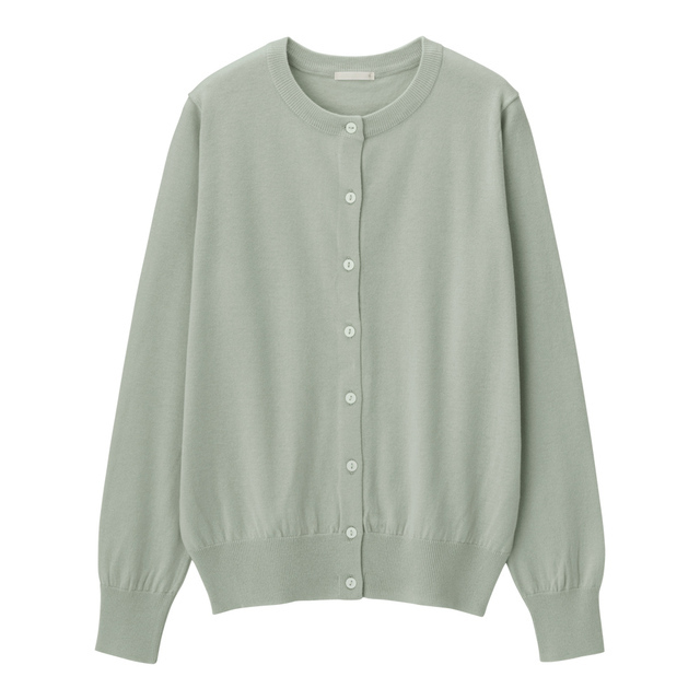 UVカットウォッシャブルクルーネックカーディガン(長袖)