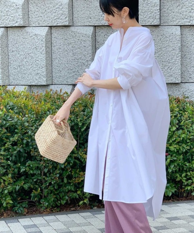 バックタックバンドカラーワンピース