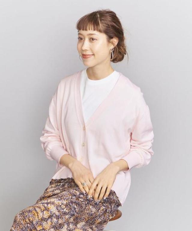 BY 12ゲージコットンショートワイドVネックカーディガン -ウォッシャブル-