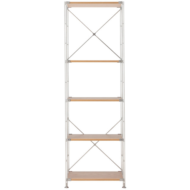 ステンレスユニットシェルフ・オーク材棚セット・大 幅５８×奥行４１×高さ１７５．５ｃｍ