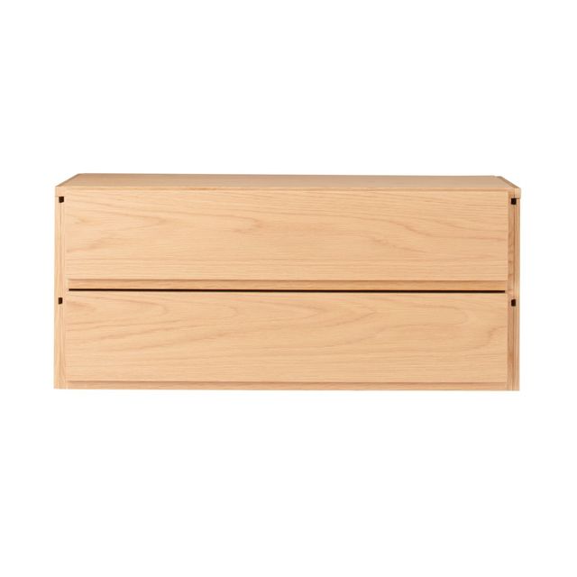 スチールユニットシェルフ用・ボックス・引出し・２段・オーク材 幅８４．５×奥行４０×高さ３７ｃｍ