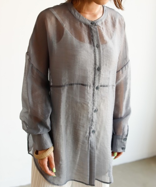 バンドカラーシアーシャツ