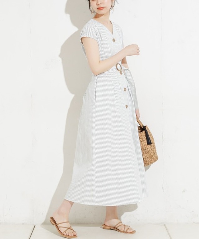 フロント釦ノースリーブワンピース