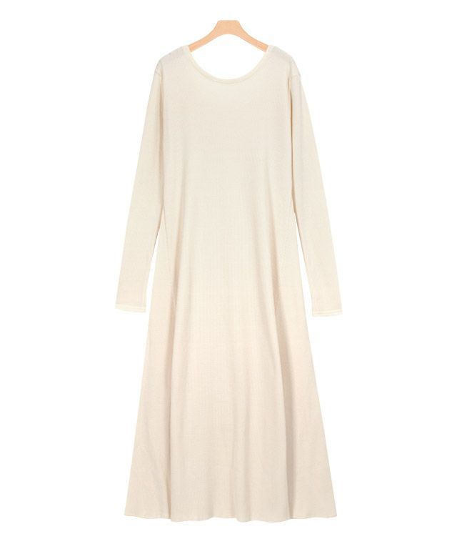 バックオープンワッフルロングワンピース