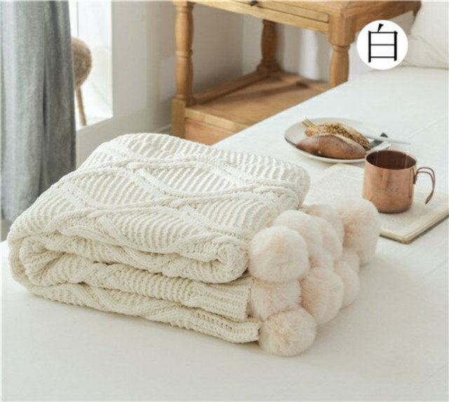 ポンポン ブランケット