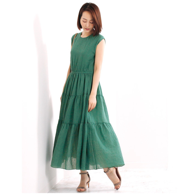 マキシ丈ティアードワンピース