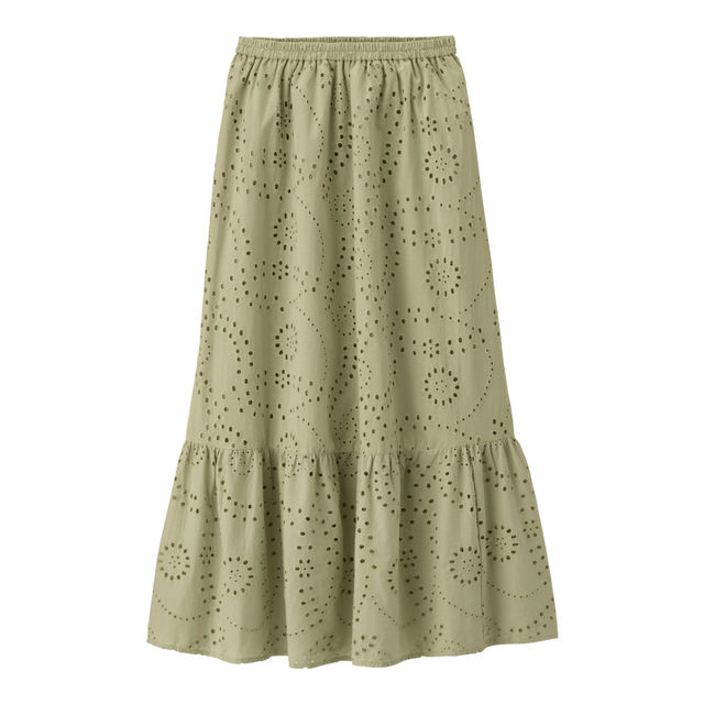 コットンレースティアードロングスカート