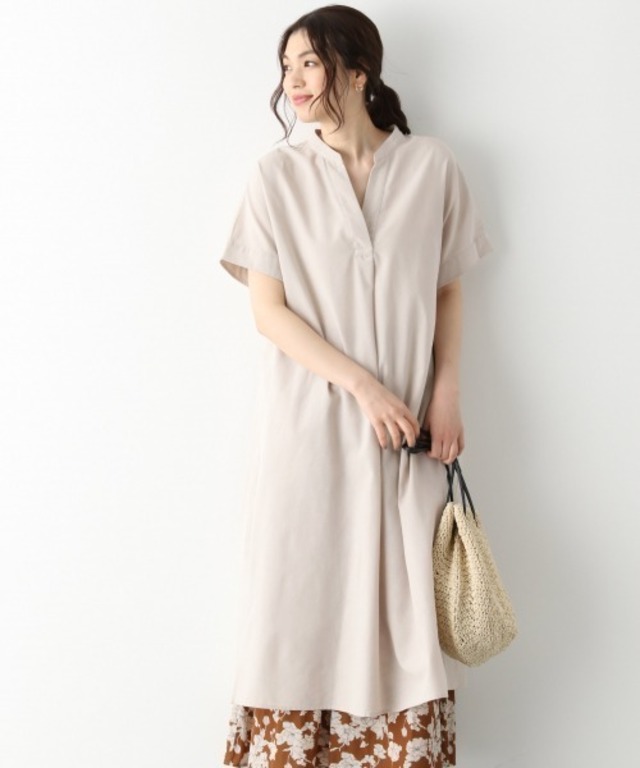 フレンチリネン混スキッパーワンピース