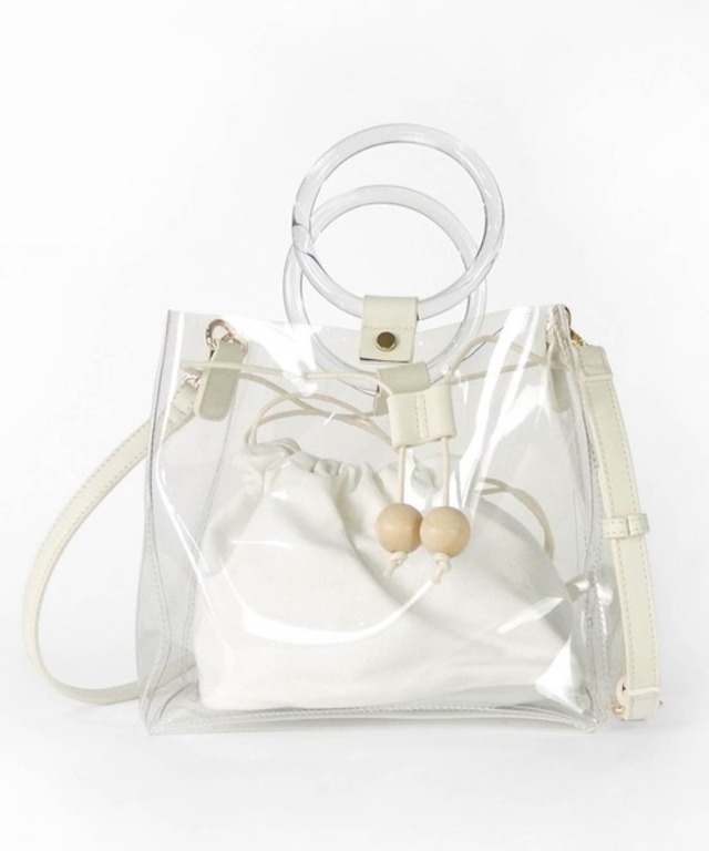リングハンドルクリアミニ巾着　＜ハンド・ショルダー2WAY＞
