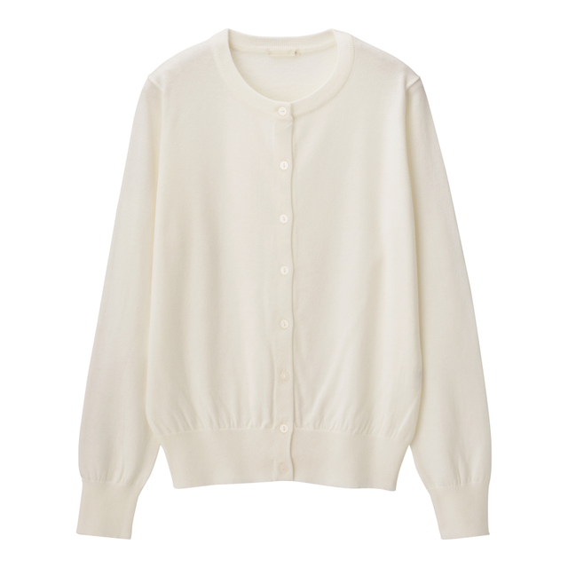 UVカットウォッシャブルクルーネックカーディガン(長袖)