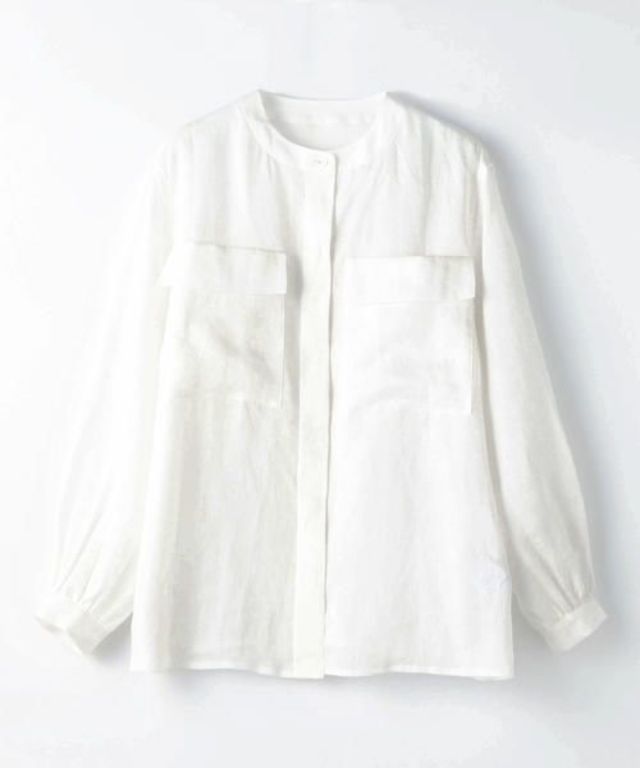 ファインリネン クルーネックブラウス