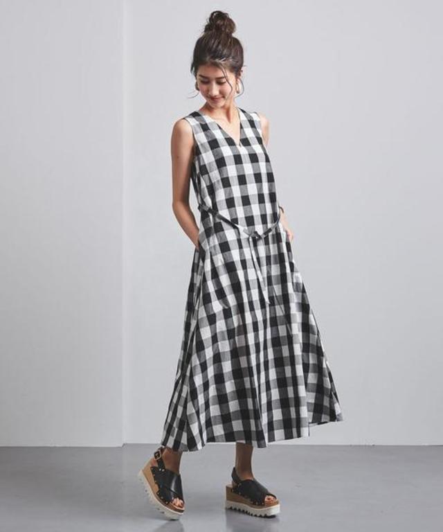 Vネック ベルト ロングワンピース