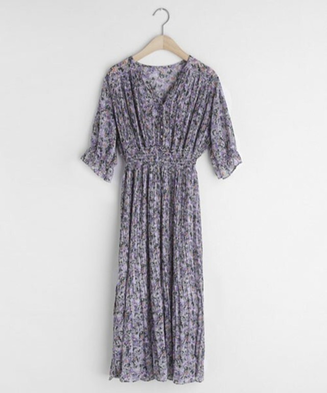 プリーツフローラルワンピース・全3色