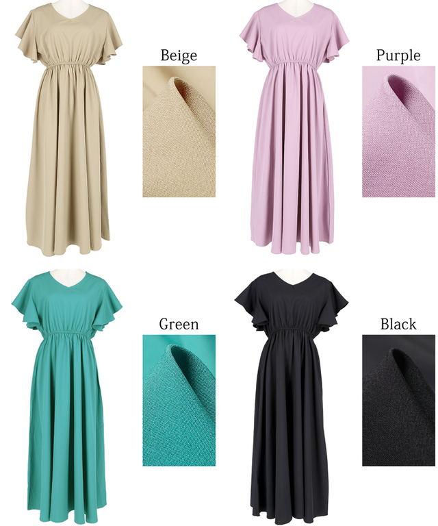 袖フレアワンピース