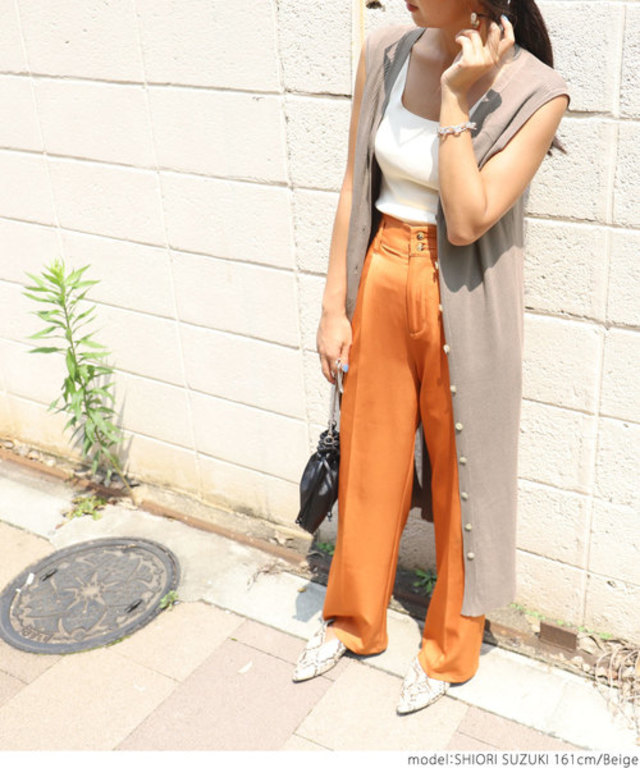 前後2way  フロントボタンニットジレワンピース