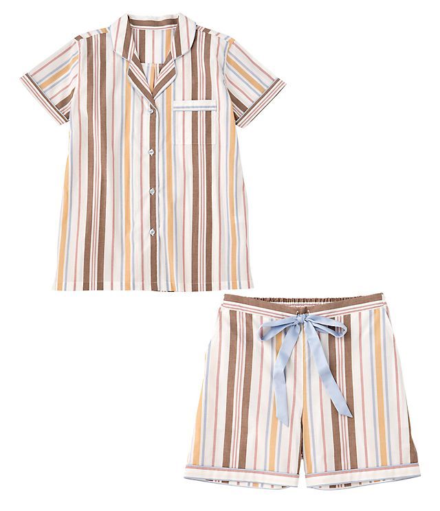 コットンローン半袖シャツパジャマ