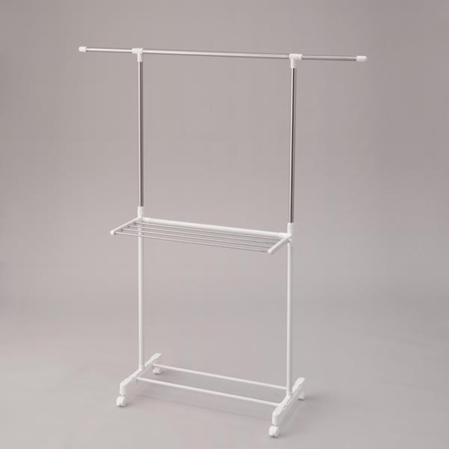 ステンレスH型室内物干し台キャスター付