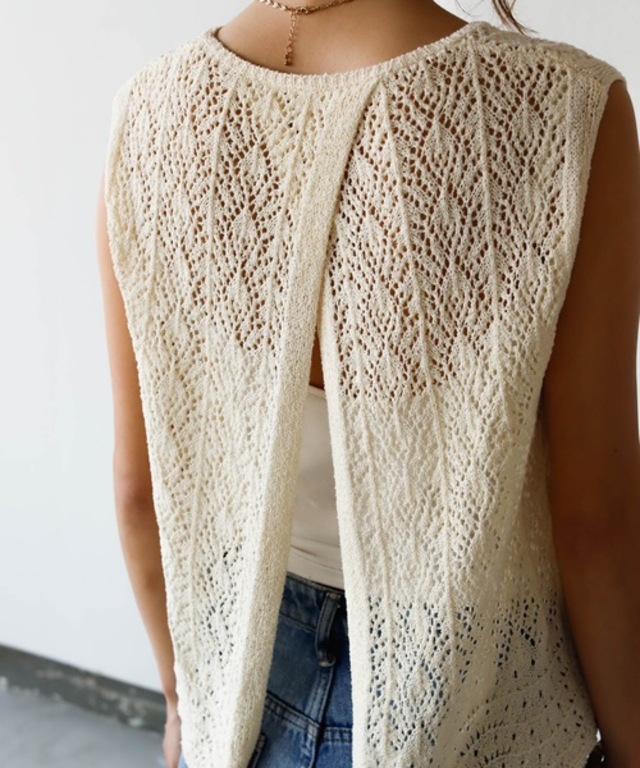 クロシェ編みバックスプリットタンク