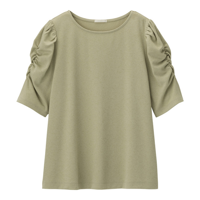 ギャザースリーブT(5分袖)