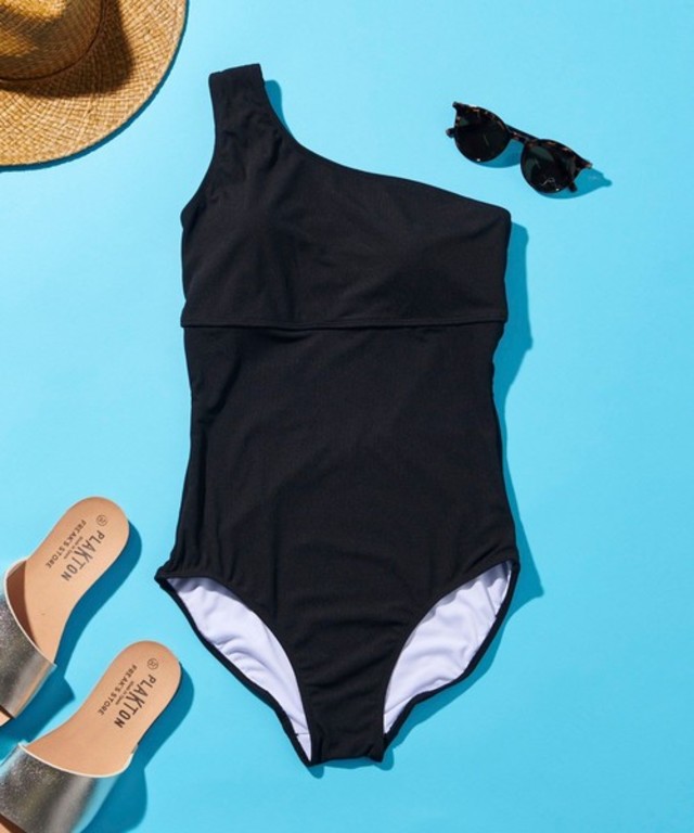 ワンショルダーリブ ワンピース スイムウエア