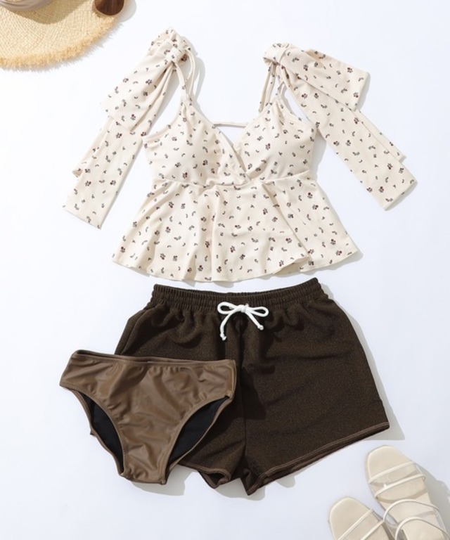 ペプラムフリル水着3点セット