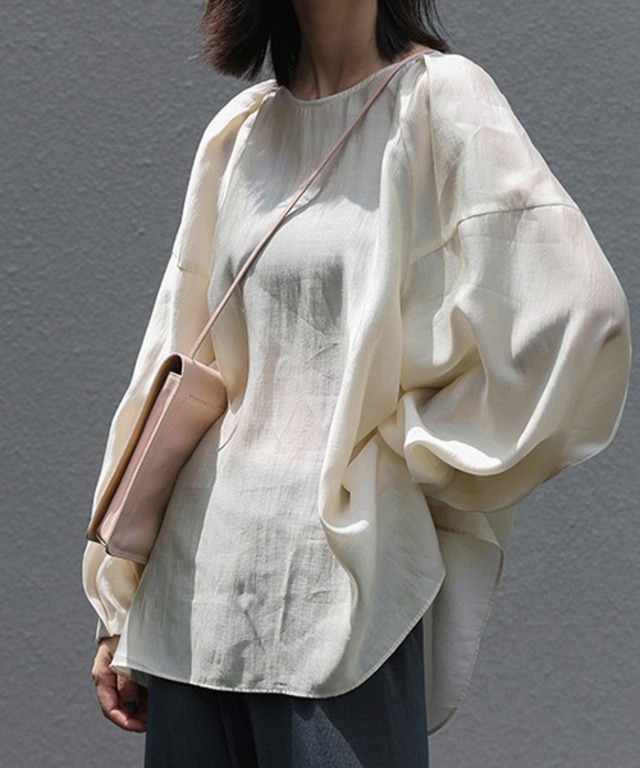 タックデザイン シアー ボリュームブラウス