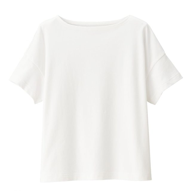 太番手天竺編みボートネックワイドＴシャツ