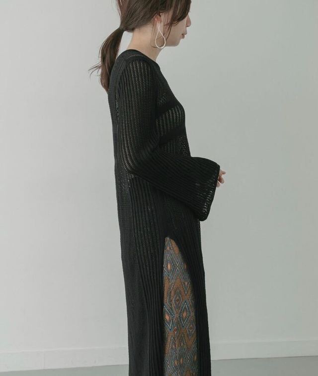 透かし編みニットワンピース