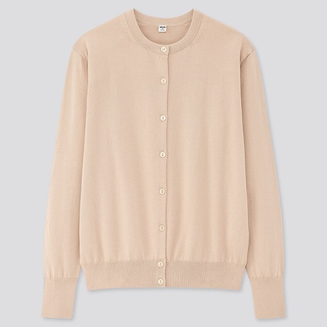 UVカットスーピマコットンクルーネックカーディガン（長袖）