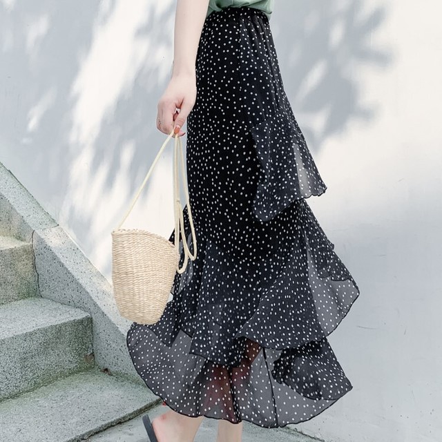 ランダムフリルプリントスカート