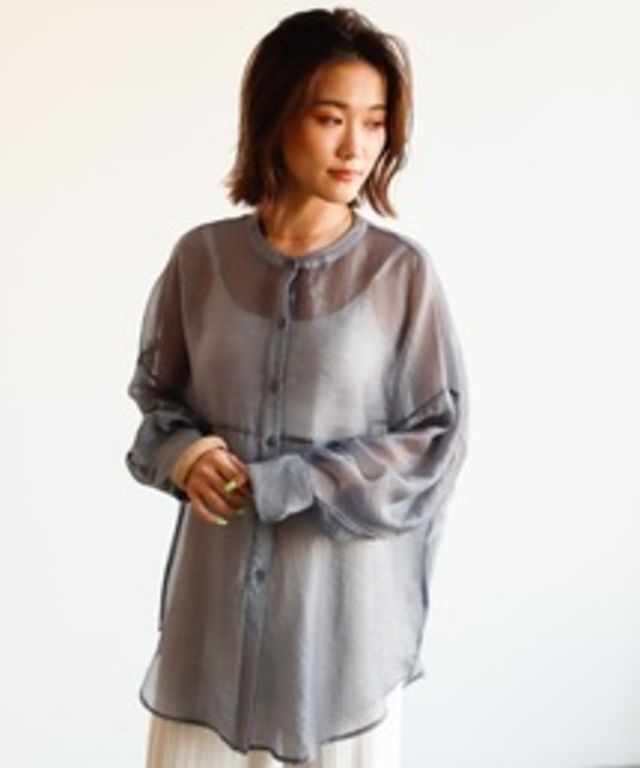 バンドカラーシアーシャツ